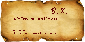Bánhidy Károly névjegykártya